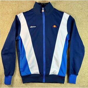Ellesse Rimini Retro 90’s Track Tennis Top Blue White Tracksuit Jacket Small